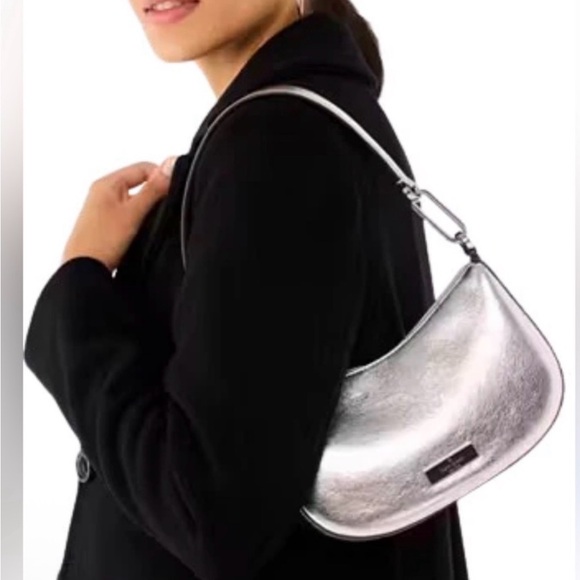 kate spade Handbags - Kate Spade Nina Metallic Silver Leather Shoulder Bag MSRP $369 - NWT!